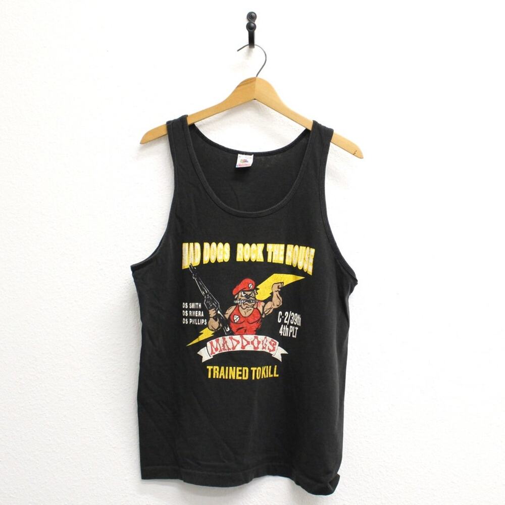 Vintage Mad Dogs Rock The House Military Tank Top Medium